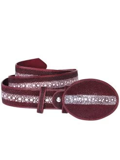 Cinto Vaquero Exotico De Mantarraya Original Perla Completa Para Hombre Con Hebilla Ovalada, 1 1/2" Ancho 'El General' - ID: 633