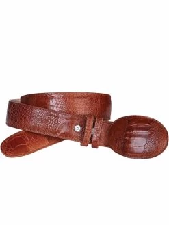 Cinto Vaquero Exotico De Pata De Avestruz Original Para Hombre Con Hebilla Ovalada, 1 1/2" Ancho 'El General' - ID: 637