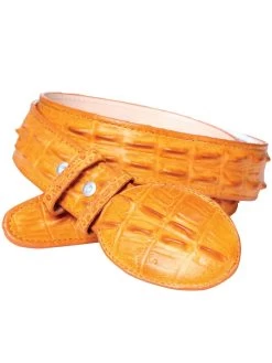 Cinto Vaquero Imitacion De Caiman Cola Grabado En Piel Vacuno Para Hombre Con Hebilla Ovalada, 1 1/2" Ancho 'El Señor De Los Cielos' - ID: 684
