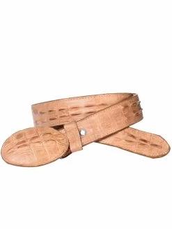 Cinto Vaquero Imitacion De Caiman Cola Grabado En Piel Vacuno Para Hombre Con Hebilla Ovalada, 1 1/2" Ancho 'El General' - ID: 694
