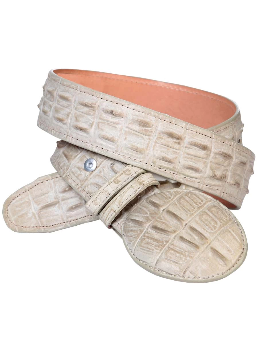 Cinto Vaquero Imitacion De Caiman Cola Grabado En Piel Vacuno Para Hombre Con Hebilla Ovalada, 1 1/2" Ancho 'El Señor De Los Cielos' - ID: 695