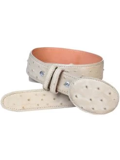 Cinto Vaquero Imitacion De Avestruz Grabado En Piel Vacuno Para Hombre Con Hebilla Ovalada, 1 1/2" Ancho 'El Señor De Los Cielos' - ID: 700