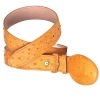 Cinto Vaquero Imitacion De Avestruz Grabado En Piel Vacuno Para Hombre Con Hebilla Ovalada, 1 1/2" Ancho 'El Señor De Los Cielos' - ID: 702