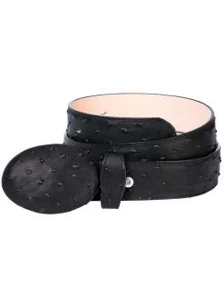 Cinto Vaquero Imitacion De Avestruz Grabado En Piel Vacuno Para Hombre Con Hebilla Ovalada, 1 1/2" Ancho 'El Señor De Los Cielos' - ID: 705