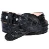 Cinto Vaquero Imitacion De Caiman Cola Grabado En Piel Vacuno Para Hombre Con Hebilla Ovalada, 1 1/2" Ancho 'El Señor De Los Cielos' - ID: 707
