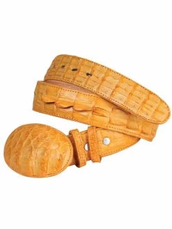 Cinto Vaquero Exotico De Caiman Cola Original Para Hombre Con Hebilla Ovalada, 1 1/2" Ancho 'El General' - ID: 2626