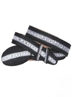 Cinto Vaquero Imitacion De Mantarraya P/C Grabado En Piel Para Hombre Con Hebilla Ovalada, 1 1/2" Ancho 'El Señor De Los Cielos' - ID: 10140