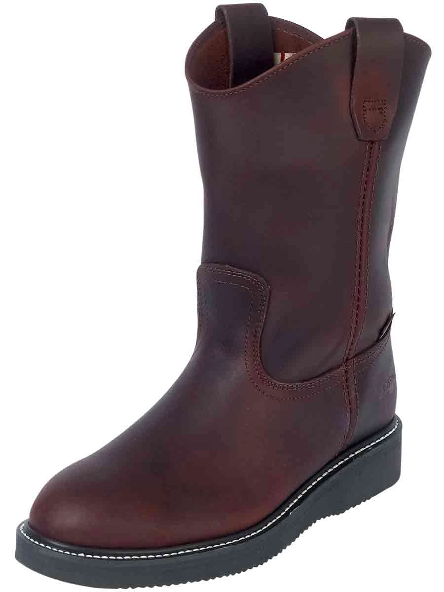 Botas De Trabajo De Tubo Pull-On Con Punta Suave De Piel Genuina Para Hombre 'Establo' - ID: 24962