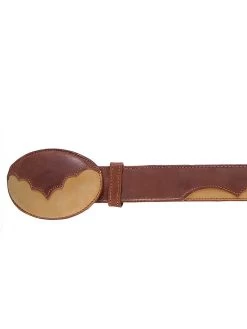 Cinto Vaquero De Piel Genuina Para Hombre Con Hebilla Ovalada, 1 1/2" Ancho 'El General' - ID: 27009