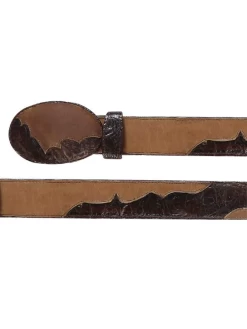 Cinto Vaquero De Piel Genuina Para Hombre Con Hebilla Ovalada, 1 1/2" Ancho 'El General' - ID: 27015