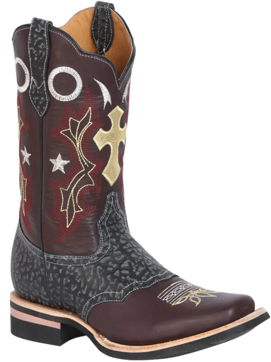 Botas Vaqueras Rodeo Con Antifaz De Piel Genuina Cuello De Toro Para Hombre 'El General' - ID: 27696 - Imagen 4