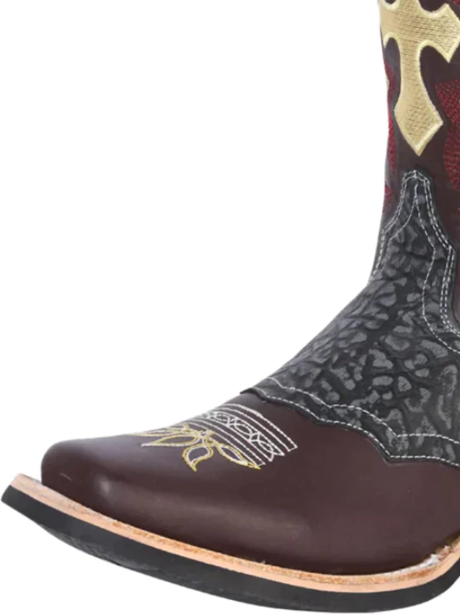 Botas Vaqueras Rodeo Con Antifaz De Piel Genuina Cuello De Toro Para Hombre 'El General' - ID: 27696 - Imagen 2