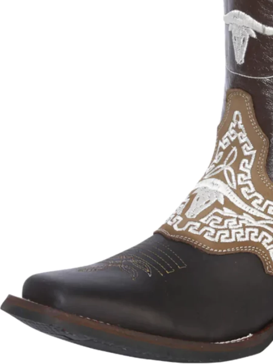 Botas Vaqueras Rodeo Con Antifaz Bordado De Piel Genuina Para Hombre 'El General' - ID: 33309 - Imagen 2
