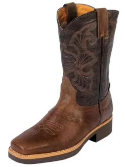 Botas De Trabajo Rodeo De Tubo Pull-On Con Punta Suave De Piel Genuina Para Hombre 'Establo' - ID: 33557