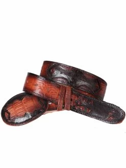 Cinto Vaquero Imitacion De Caiman Grabado En Piel Vacuno Para Hombre Con Hebilla Ovalada, 1 1/2" Ancho 'El General' - ID: 34465