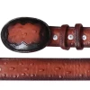 Cinto Vaquero Imitacion De Avestruz Grabado En Piel Vacuno Para Hombre Con Hebilla Ovalada, 1 1/2" Ancho 'El General' - ID: 34471