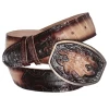 Cinto Vaquero Exotico De Caiman Original Para Hombre Con Hebilla Ovalada, 1 1/2" Ancho 'El General' - ID: 34604