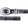 Cinto Vaquero Exotico De Pata De Avestruz Original Para Hombre Con Hebilla Ovalada, 1 1/2" Ancho 'El General' - ID: 34617