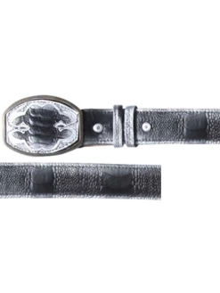 Cinto Vaquero Exotico De Pata De Avestruz Original Para Hombre Con Hebilla Ovalada, 1 1/2" Ancho 'El General' - ID: 34617