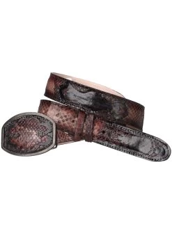 Cinto Vaquero Exotico De Python Original Para Hombre Con Hebilla Ovalada, 1 1/2" Ancho 'El General' - ID: 34620