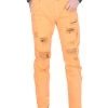 Pantalon De Mezclilla Casual Rasgado Naranja Para Hombre 'El General' - ID: 34725