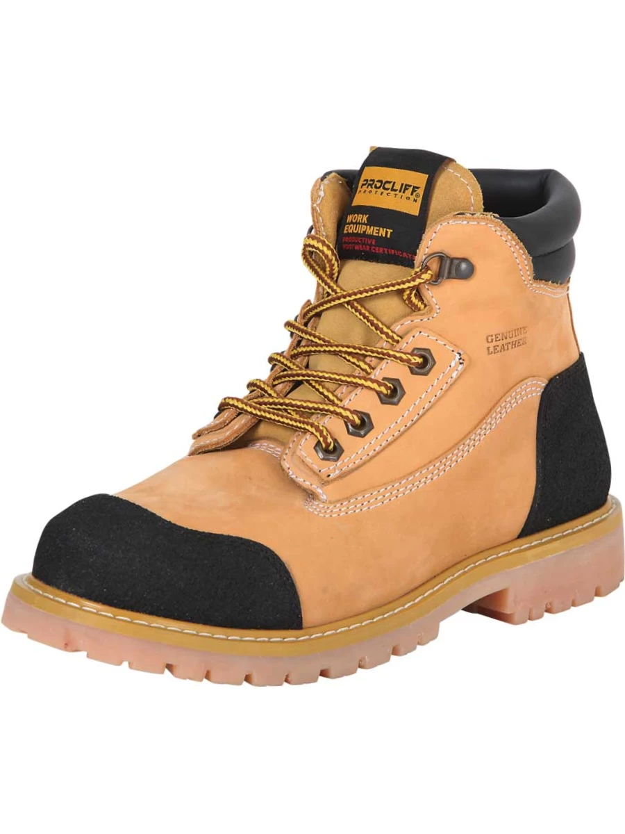 Botines De Trabajo De Agujetas Con Punta De Acero De Piel Genuina Para Hombre 'Procliff' - ID: 35218