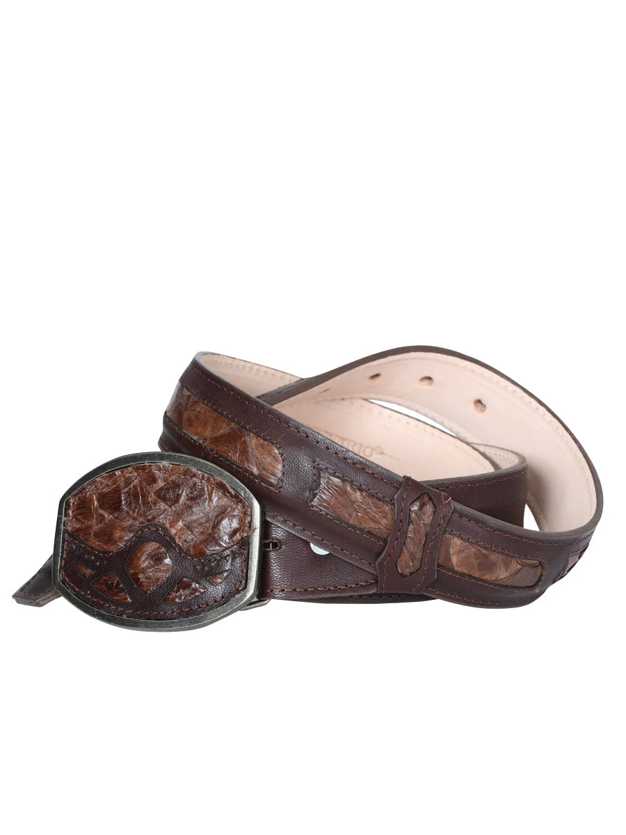 Cinto Vaquero Exotico De Monster Fish Original Para Hombre Con Hebilla Ovalada, 1 1/2" Ancho 'Centenario' - ID: 40699