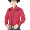 Camisa Vaquera Charra Bordada Manga Larga Rojo Para Hombre 'El Señor De Los Cielos' - ID: 40786