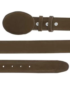 Cinto Vaquero De Piel Nobuck Para Hombre Con Hebilla Ovalada, 1 1/2" Ancho 'El General' - ID: 41104