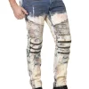 Pantalon De Mezclilla Casual Rasgado Y Despintado Indigo Para Hombre 'Centenario' - ID: 41206