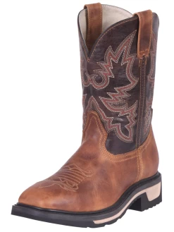 Botas De Trabajo Rodeo De Tubo Pull-On Con Punta Suave De Piel Genuina Para Hombre 'Overwork' - ID: 41504