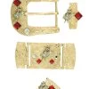 Herraje Para Cinto Vaquero De 1 1/2" Adorno Jinete Cristal Rojo/Blanco 6-Pzas De Metal Dorado Grabado 'El General' - ID: 41520