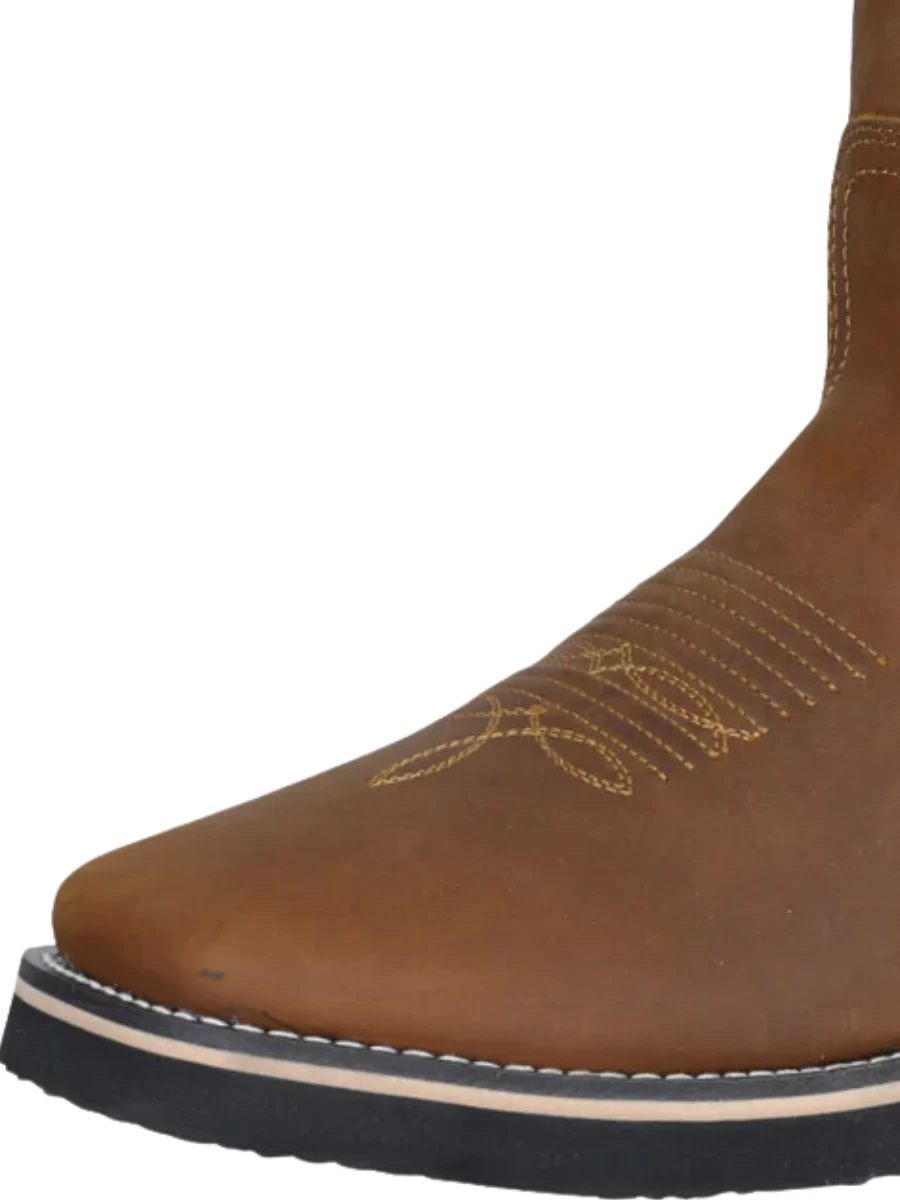 Botas De Trabajo Rodeo De Tubo Pull-On Con Punta Suave De Piel Genuina Para Hombre 'Establo' - ID: 41549 - Imagen 3
