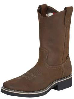 Botas De Trabajo Rodeo De Tubo Pull-On Con Punta Suave De Piel Genuina Para Hombre 'Establo' - ID: 41550