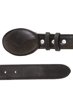 Cinto Vaquero De Piel Genuina Para Hombre Con Hebilla Ovalada, 1 1/2" Ancho 'El General' - ID: 41663