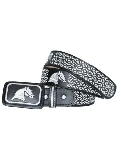 Cinto Vaquero Piteado De Piel Vacuno Para Hombre Con Caballos, 1 5/8" Ancho 'El General' - ID: 41688