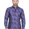 Camisa Casual Manga Larga Estampada Morado Para Hombre 'Centenario' - ID: 41723
