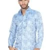 Camisa Casual Manga Larga Estampada Azul Claro Para Hombre 'Centenario' - ID: 41727