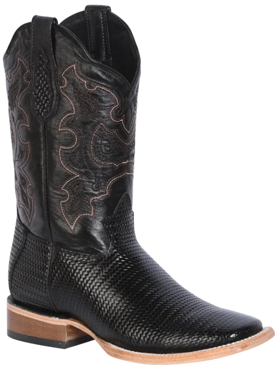 Botas Vaqueras Rodeo Clasicas De Piel Grabado Tejido Para Hombre 'El General' - ID: 41790 - Imagen 4