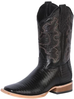 Botas Vaqueras Rodeo Clasicas De Piel Grabado Tejido Para Hombre 'El General' - ID: 41790