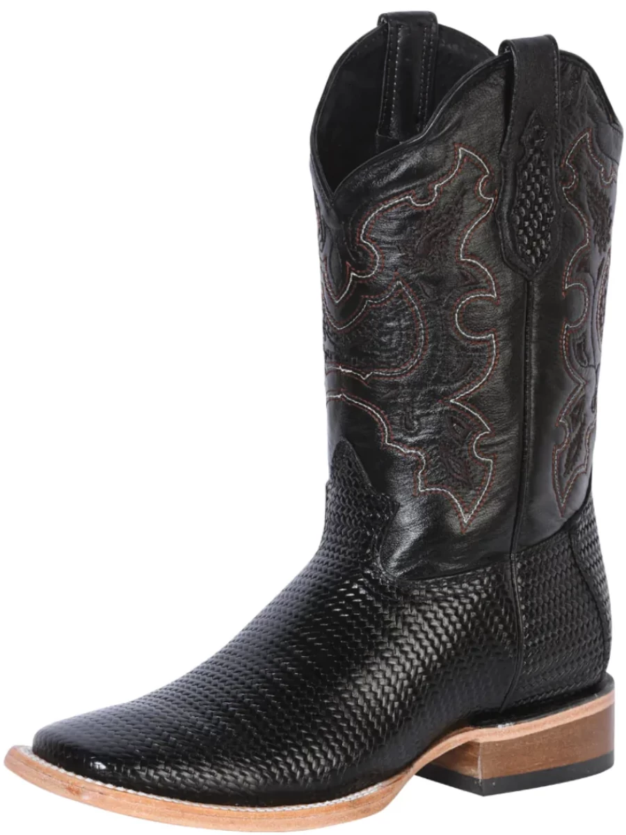 Botas Vaqueras Rodeo Clasicas De Piel Grabado Tejido Para Hombre 'El General' - ID: 41790