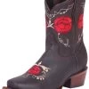 Botas Vaqueras Rodeo Con Tubo Bordado De Flores De Piel Genuina Para Mujer 'El General' - ID: 41832