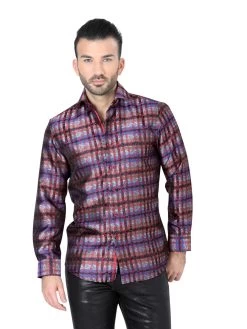 Camisa Casual Manga Larga Estampada Rojo Para Hombre 'Centenario' - ID: 41862