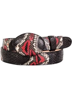 Cinto Vaquero Exotico De Python Original Para Hombre Con Hebilla Ovalada, 1 1/2" Ancho 'El General' - ID: 41891