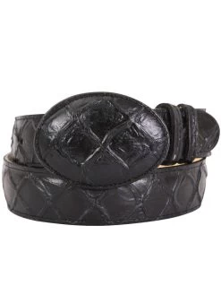 Cinto Vaquero Imitacion De Monster Fish Grabado En Piel Vacuno Para Hombre Con Hebilla Ovalada, 1 1/2" Ancho 'El General' - ID: 41896