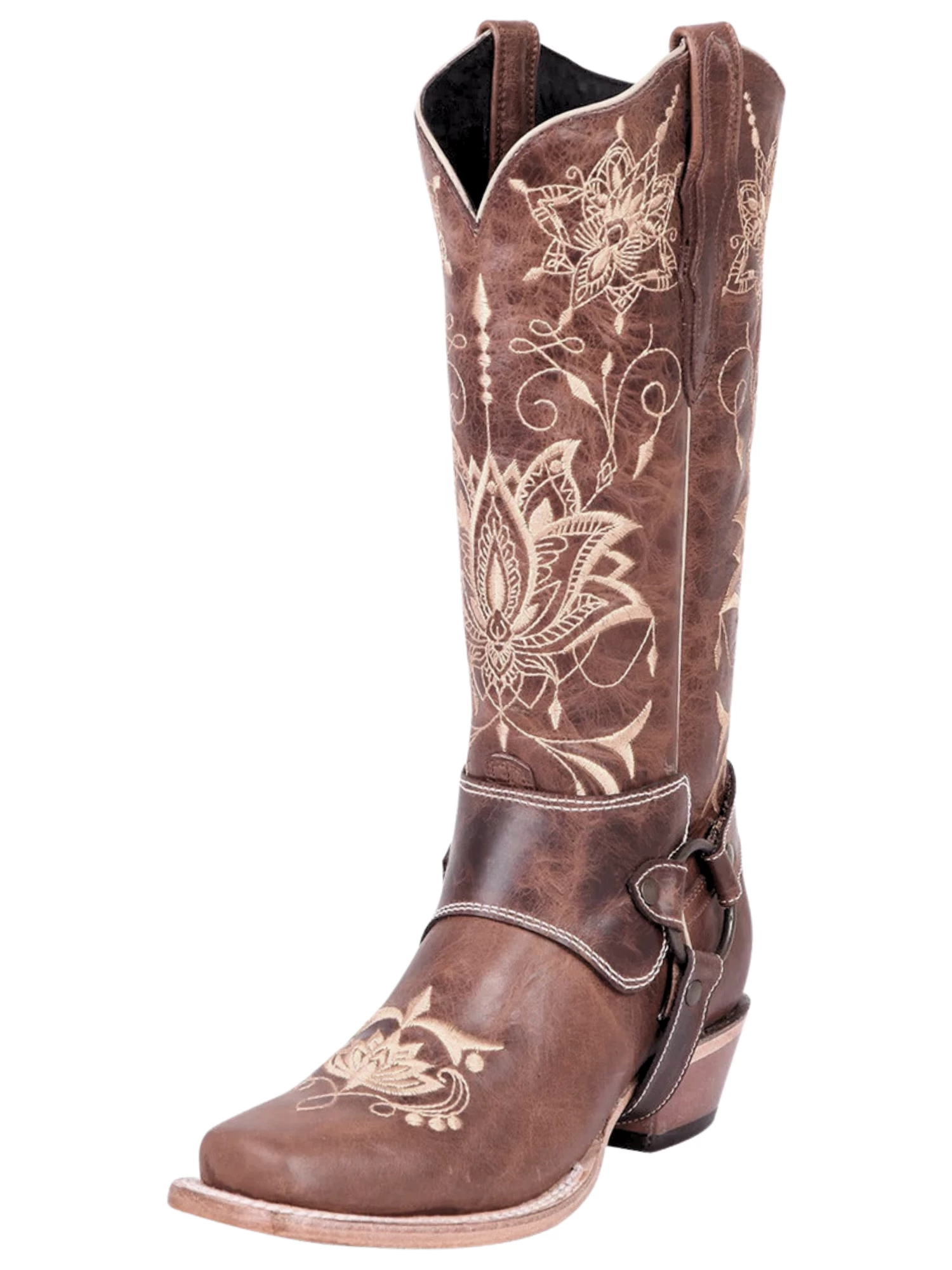 Botas Vaqueras Rodeo De Arnes Con Tubo Bordado De Piel Genuina Para Mujer 'El General' - ID: 41907 - Imagen 5