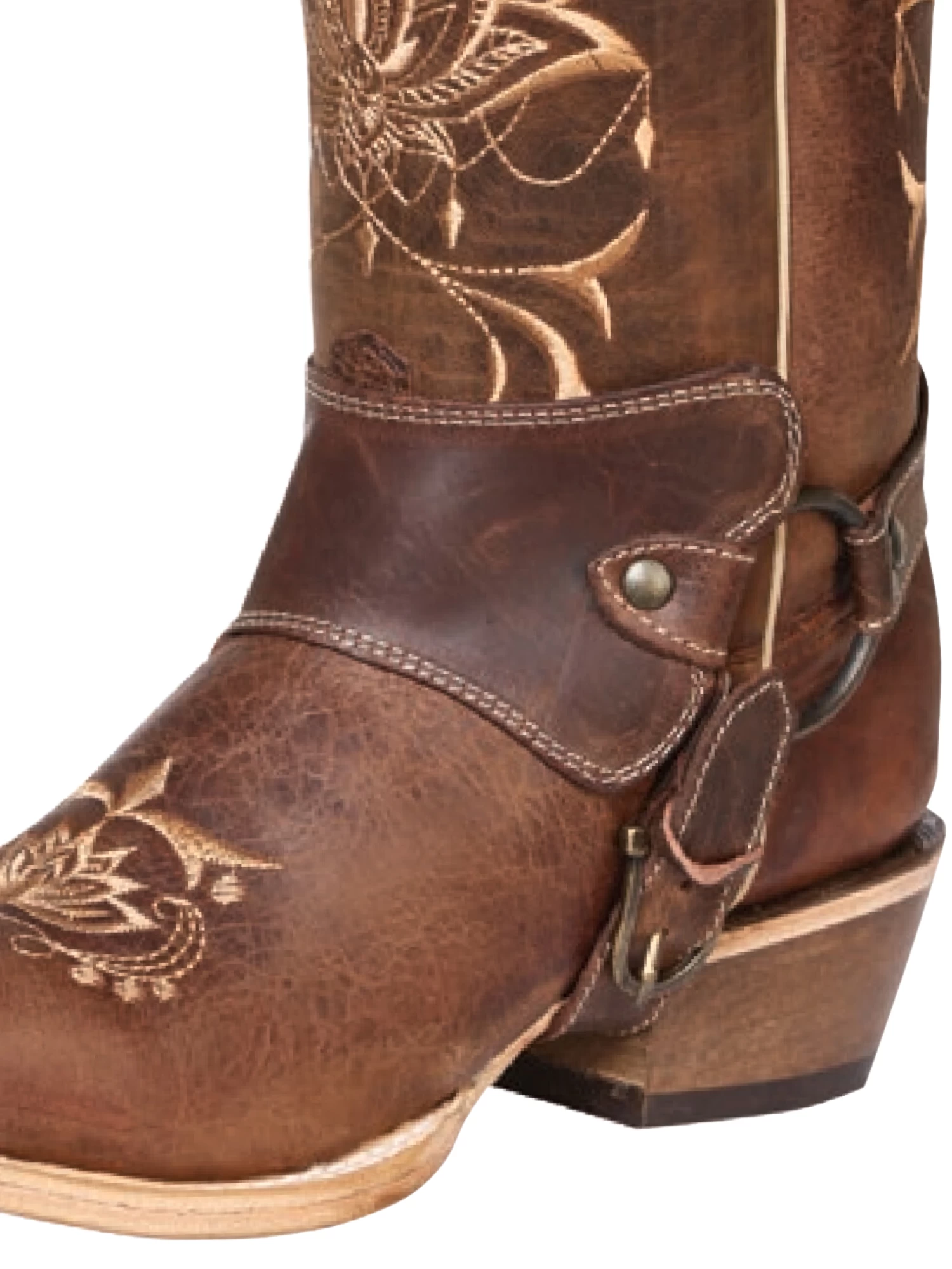 Botas Vaqueras Rodeo De Arnes Con Tubo Bordado De Piel Genuina Para Mujer 'El General' - ID: 41907 - Imagen 3
