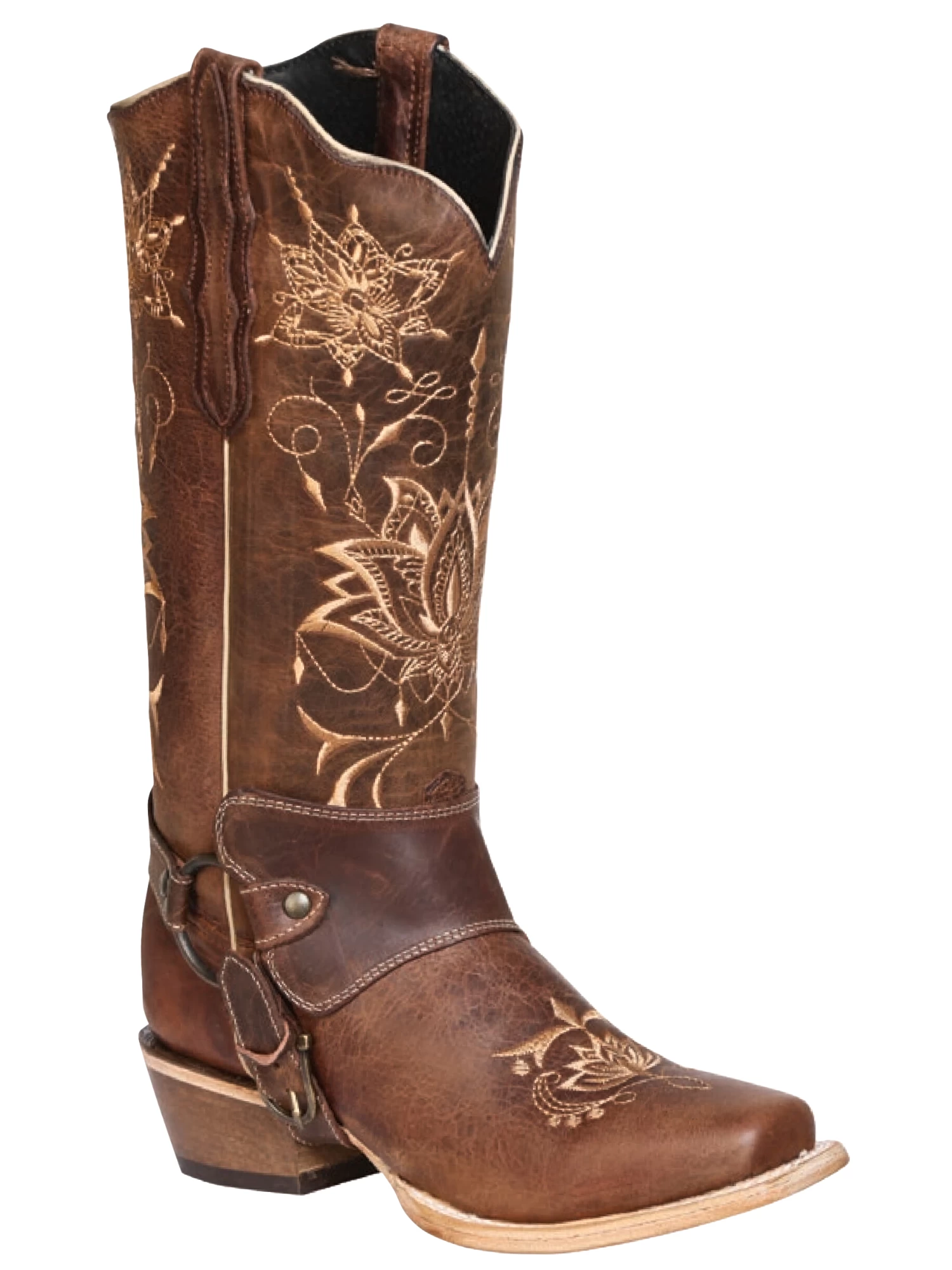 Botas Vaqueras Rodeo De Arnes Con Tubo Bordado De Piel Genuina Para Mujer 'El General' - ID: 41907 - Imagen 4