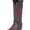 Botas Vaqueras Retro Con Tubo Bordado De Flores De Piel Genuina Para Mujer 'El General' - ID: 41909