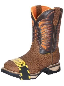 Botas De Trabajo De Tubo Pull-On Con Punta De Acero De Piel Genuina Para Hombre 'El General' - ID: 41949